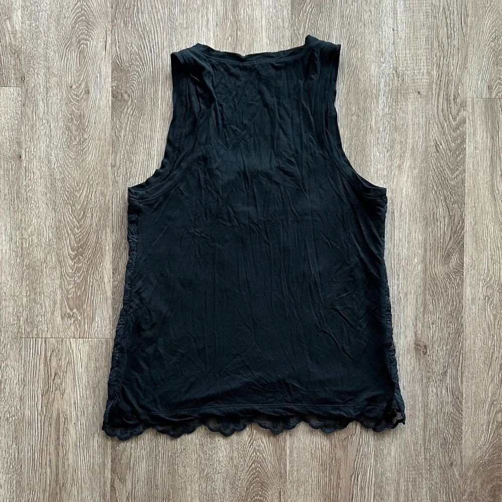 J.Crew Floral Lace Overlay Tank Top Black‎ Size Small Whimsigoth Y2K